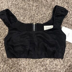 DISSH Black Crop Top with Ruched Straps